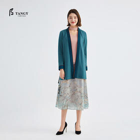 TANGY Collection/天意精品夏季新品芦野系列弹力羊毛呢拼莨外套