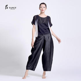 TANGY Collection/天意精品若谷 系列茛绸桑蚕丝复古女士休闲九分裤
