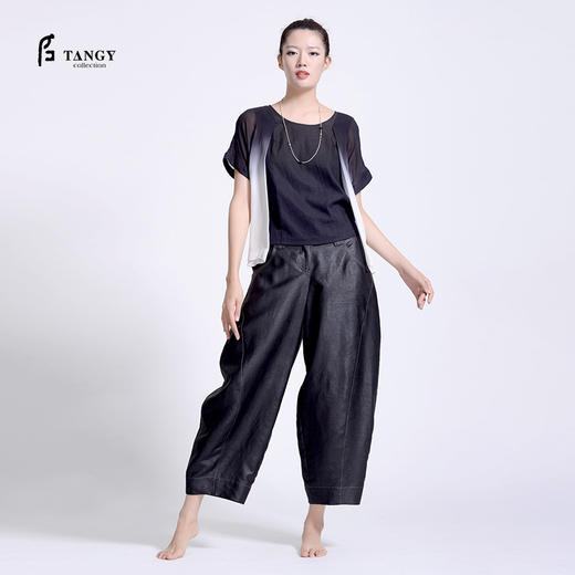 TANGY Collection/天意精品若谷 系列茛绸桑蚕丝复古女士休闲九分裤 商品图0