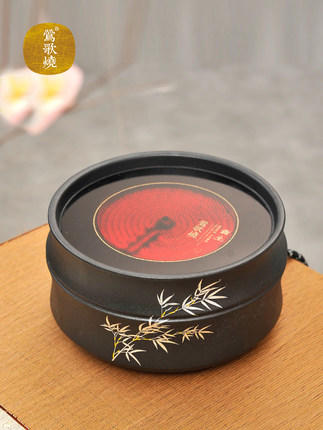 莺歌烧电陶炉煮茶家用茶炉台式小型 铁壶银壶专用泡茶炉 黑色竹节 商品图0