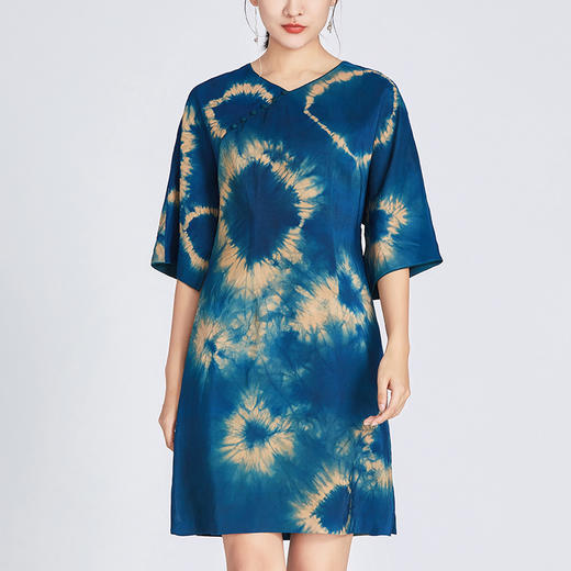 TANGY Collection/天意精品半莨扎染宽松旗袍 商品图1