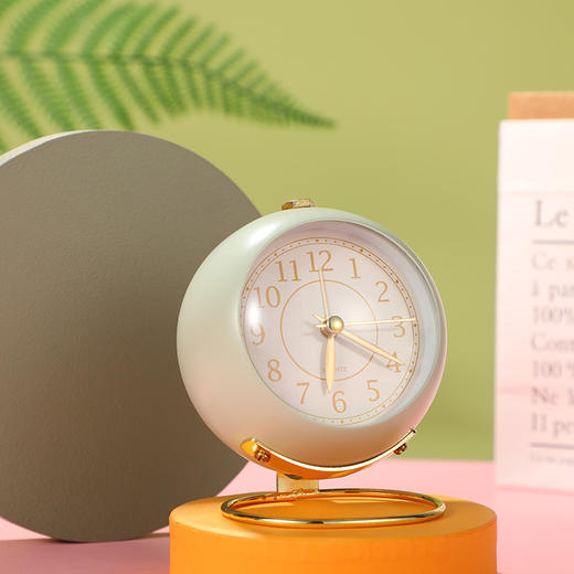 【创意简约】3.5寸凸面圆环打铃闹钟 居家日用复古闹钟学生静音小夜灯 商品图1