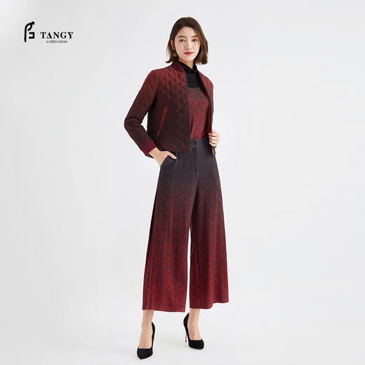 TANGY Collection/天意精品秋冬款繁华系列菱格印染羽绒服(白鹅绒) 商品图0