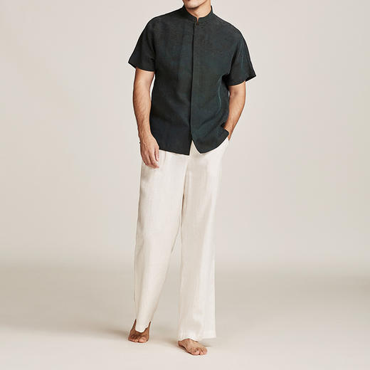 TANGY Collection/天意精品春夏新品中式立领莨绸浪纹印花男士上衣 商品图1