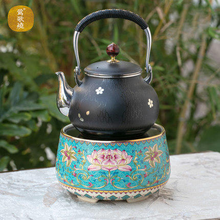 莺歌烧珐琅彩超莲花纹煮茶家用茶炉台式小型泡茶炉静音非电磁电陶炉 商品图4
