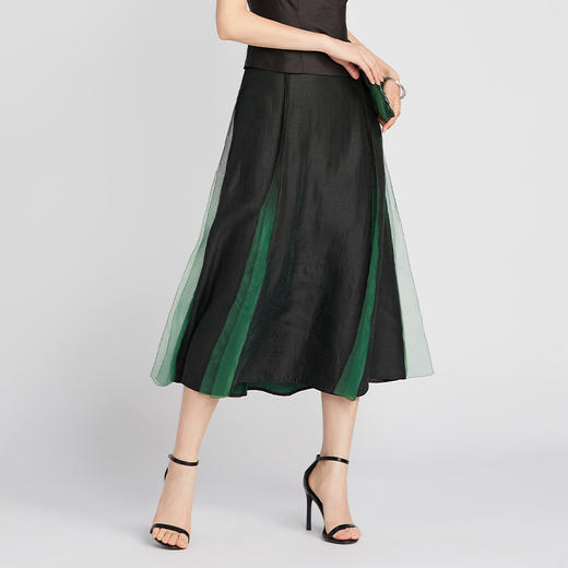 TANGY Collection/天意精品2021年春夏新品真丝收腰莨绸拼纱半裙 商品图1