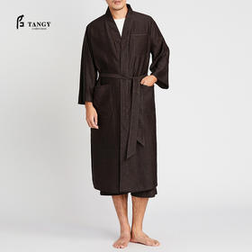 TANGY Collection/天意精品2021年春夏新品宽松型素绉缎莨男士睡袍
