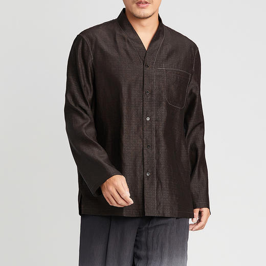 TANGY Collection/天意精品2021年春夏新品线迹莨绸长袖衬衫男装 商品图3