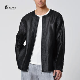 TANGY Collection/天意精品春秋新品香云纱男士夹克真丝莨绸外套