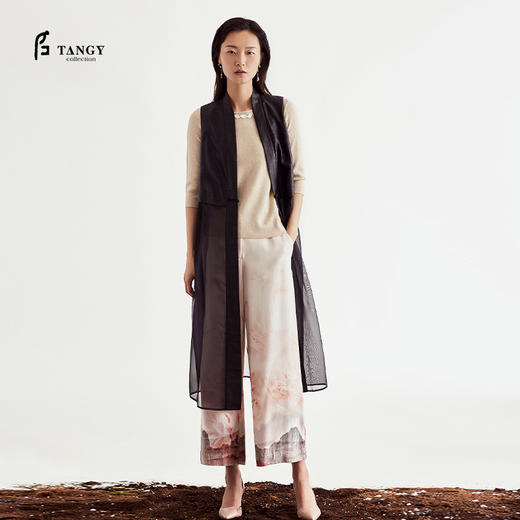 TANGY Collection/天意精品2021年夏季新品花誓系列莨绸拼纱马甲 商品图1