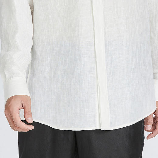 TANGY Collection/天意精品春夏款简约中式男士麻粘长袖立领衬衫 商品图3
