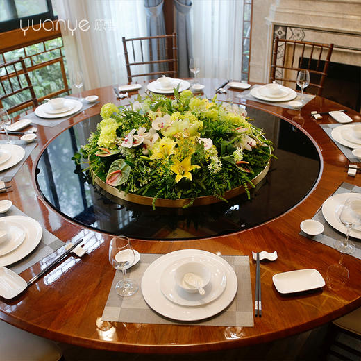 酒店餐桌花仿真花圆桌转盘桌面餐厅包厢新中式欧式轻奢摆设件 商品图3