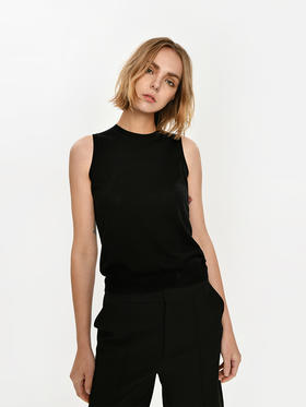 2021新款女士真丝羊绒16针单股圆领背心