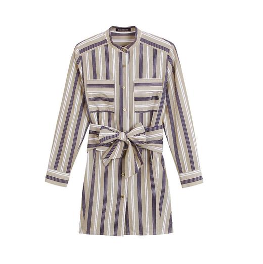 立领绑带收腰长袖衬衫 商品图0