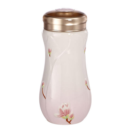 乾唐轩活瓷杯彩绘春暖花开随身杯双层隔热保温创意陶瓷杯水杯杯子 商品图1