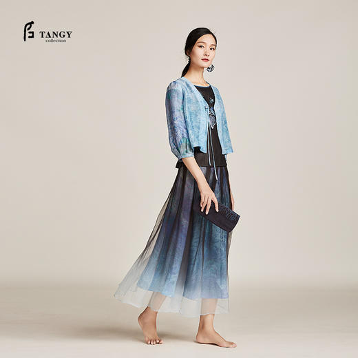 TANGY Collection/天意精品夏季新品異系列柯纱吊染冠乐绉印花半裙 商品图2