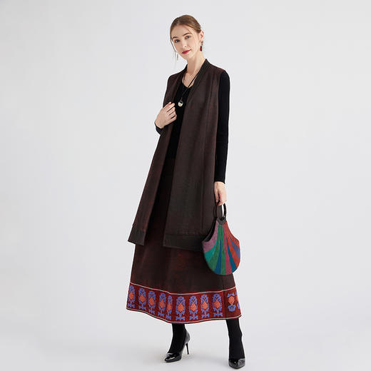 TANGY Collection/天意精品秋冬新品繁华系列丝毛莨长马甲 商品图1