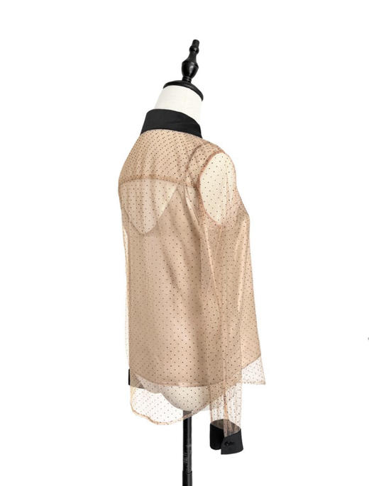 TYNVIE 翻领长袖衬衫 - 摩卡色透视波点 商品图2