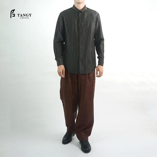 TANGY Collection/天意精品春夏新品香云纱男装男士真丝莨绸休闲裤 商品图0