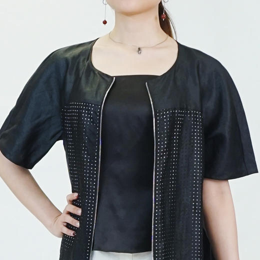 TANGY Collection/天意精品夏季新品香云纱真丝打孔莨绸衬衫连衣裙 商品图1