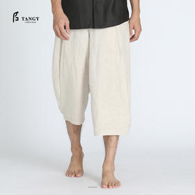 TANGY Collection/天意精品春夏新品男士休闲裤原色亚麻七分哈伦裤