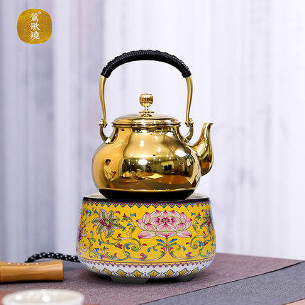 莺歌烧珐琅彩超莲花纹煮茶家用茶炉台式小型泡茶炉静音非电磁电陶炉 商品图3