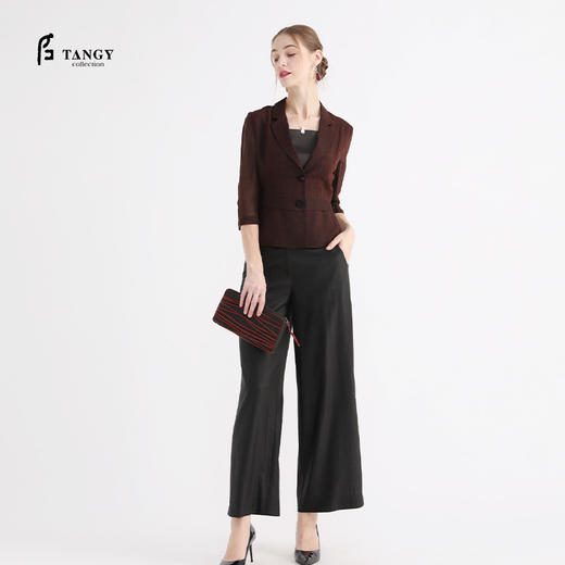 TANGY Collection/天意精品春秋新品莨迹系列莨绸拼纱西装小外套 商品图1