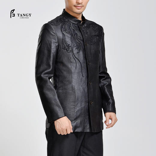 TANGY Collection/天意精品秋冬款天宫图系列莨绸绣花立领男士外套 商品图1