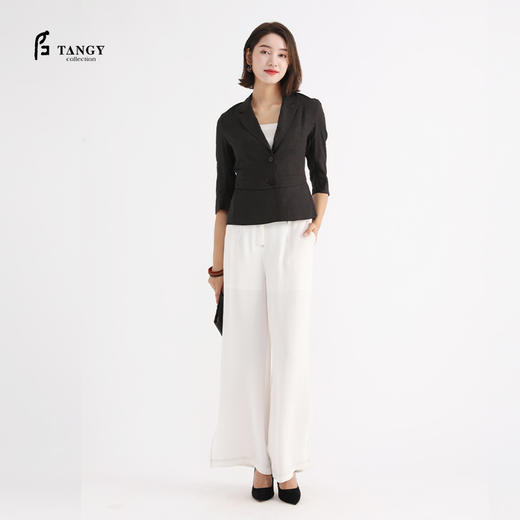 TANGY Collection/天意精品春秋新品莨迹系列莨绸拼纱西装小外套 商品图3