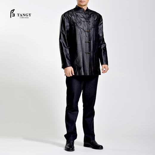 TANGY Collection/天意精品春秋新品香云纱刺绣中式莨绸男士外套 商品图0