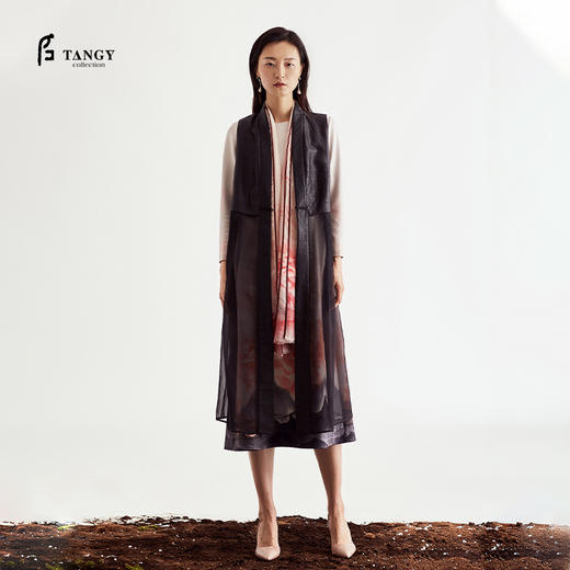 TANGY Collection/天意精品2021年夏季新品花誓系列莨绸拼纱马甲 商品图0