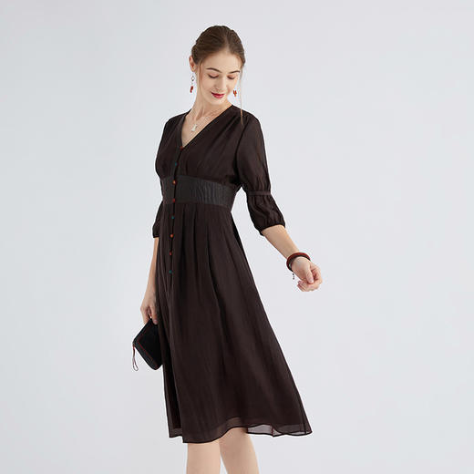 TANGY Collection/天意精品春夏新品真丝雪纺高腰泡泡袖连衣裙 商品图2