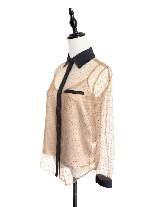 TYNVIE 翻领长袖衬衫 - 摩卡色透视波点 商品图1