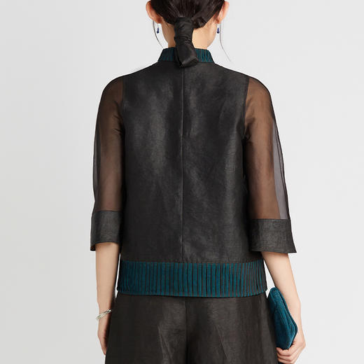 TANGY Collection/天意精品2021年夏季新品青岚系列线迹莨绸上衣 商品图2