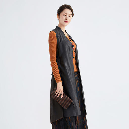 TANGY Collection/天意精品春秋新品林隐系列莨绸拼接马甲 商品图2