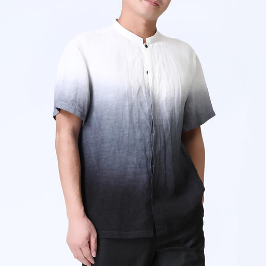 TANGY Collection/天意精品夏季新品听月系列男士麻纺吊染短袖衬衫 商品图2