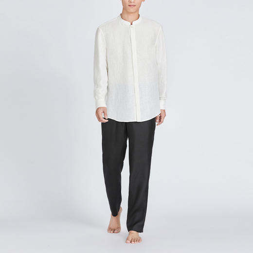 TANGY Collection/天意精品春夏款简约中式男士麻粘长袖立领衬衫 商品图1