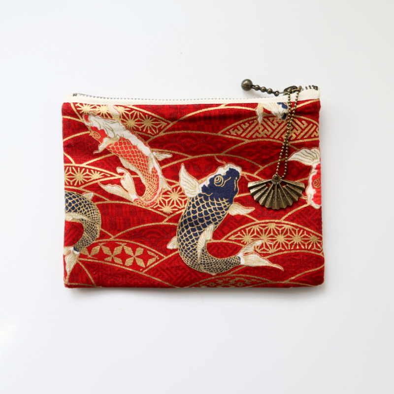 HUJI祤集Komon收纳包风の花经典烫金鲤鱼