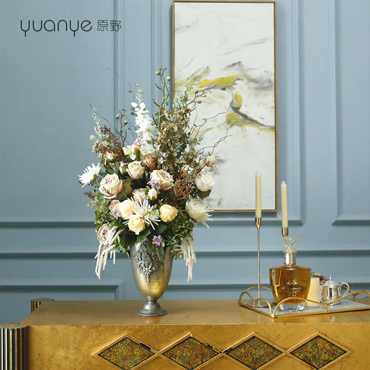 欧式美式轻奢仿真花假花摆件酒店前台别墅玄关边几装饰花摆设 商品图3