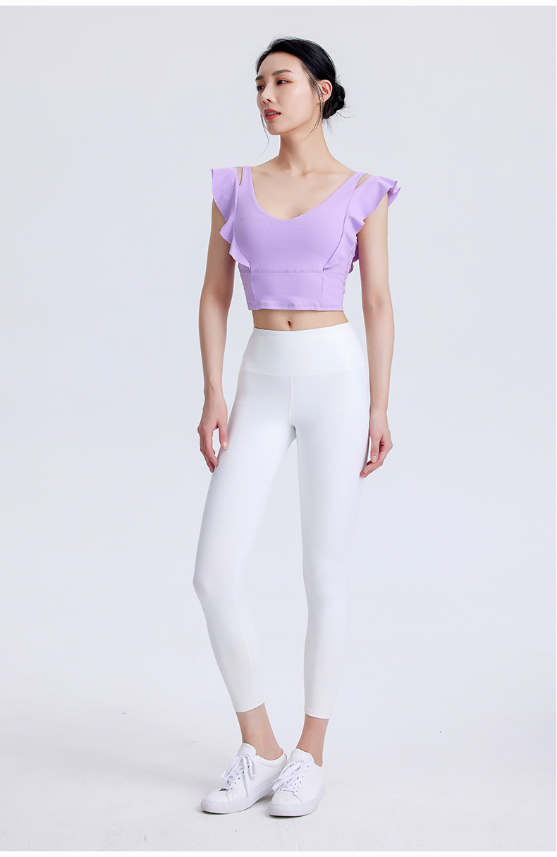 凡圣瑜伽服女外穿夏季健身防震透气柔美蝶形瑜伽背心带胸垫f10254