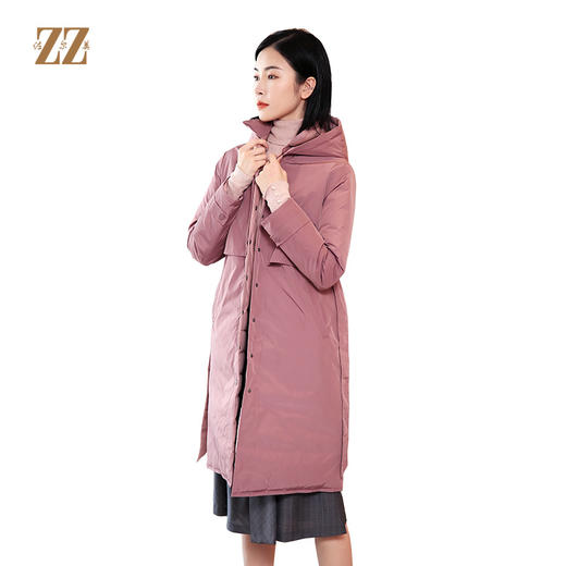 佐尔美秋冬新款商场同款加厚连帽双穿鸭绒中长款羽绒服女E04YY09 商品图0