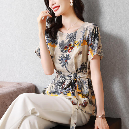 MZ  103603大气宽松印花气质显瘦时髦上衣 商品图1