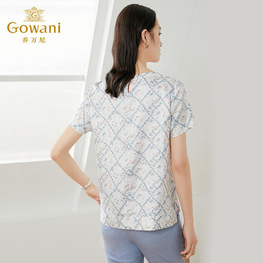 乔万尼夏季新品真丝清新亮丽宽松印花桑蚕丝上衣EI2C796 商品图4