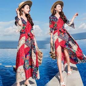 WZNH- TSZJH1821 连衣裙气质韩版简约宽松长袖