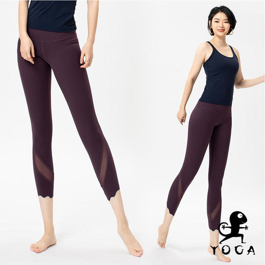 壁虎瑜伽《2104KZ012》任意裁网纱拼接瑜伽七分裤 商品图6