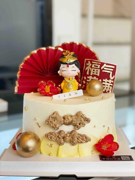 皇后娘娘万福金安，福气满满，复古款主题蛋糕，适合年轻时尚美女妈妈们哦母后吉祥，千岁千岁千千岁的长寿祝福，寿星可用 商品图1