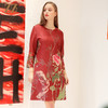 佐尔美春季新款时尚印花圆领弹力中长款连衣裙女春秋E83LL14 商品缩略图4