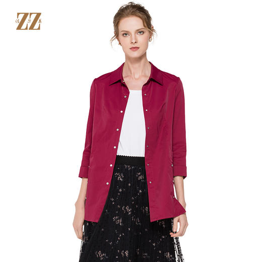 佐尔美2018秋季女装新品纯色简约风中老年女士休闲外套E81SO22 商品图0
