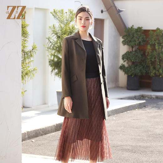 佐尔美佐尔美气质收腰显瘦OL风西装外套中长款风衣E03FZ03 商品图1
