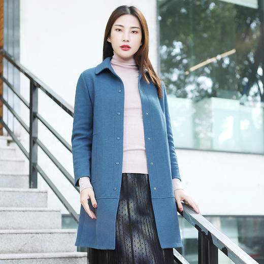 佐尔美商场同款气质简约中长款针织羊毛大衣女E04ZZ28 商品图1